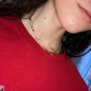 Handmade gold safety pin necklace